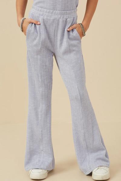 ($22.75 EA X 4 PCS) Girls Rib Knit Marled Wide leg Pants