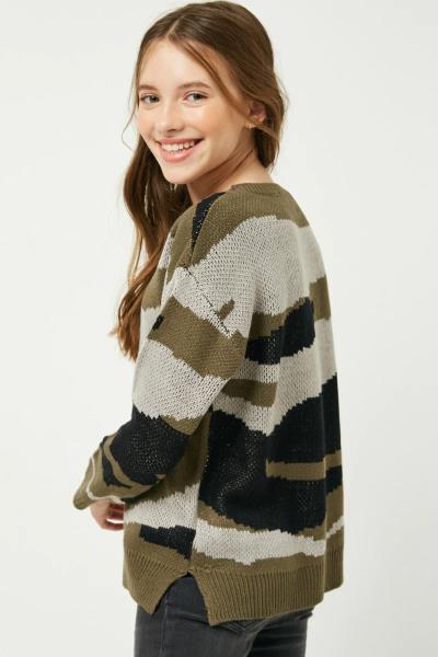 ($28.95 EA X 4 PCS) Girls Camo Knit Sweater