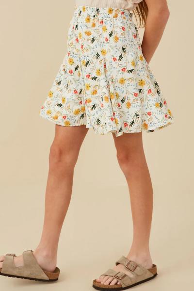 ($22.80 EA X 4 PCS) Girls Wispy Floral Tiered Flare Skirt