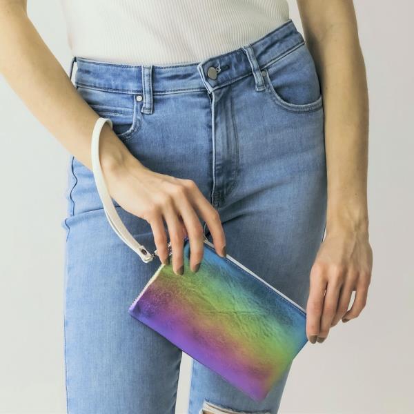 IRIDESCENT WRISTLET POUCH BAG