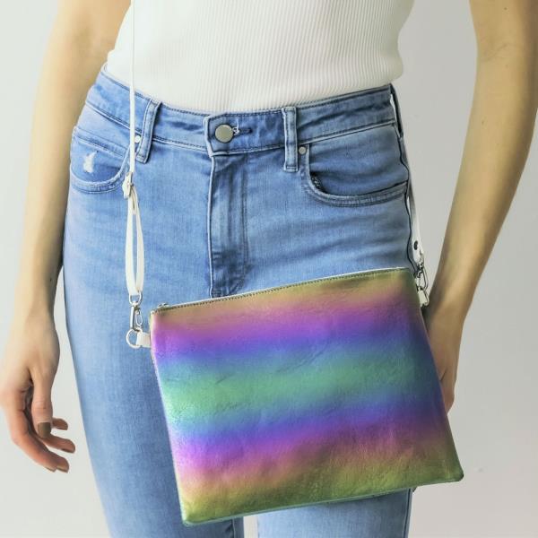 IRIDESCENT CROSSBODY BAG WITH WRISTLET