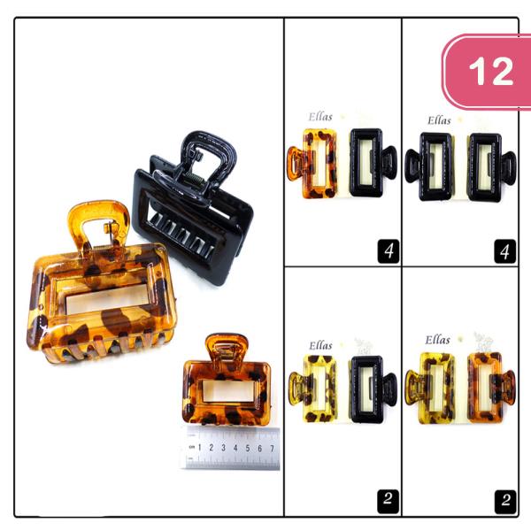 SQUARE HAIR JAWCLIP (12 UNITS)