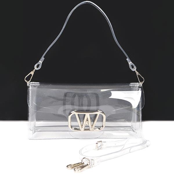 TRANSPARENT W BUCKLE CROSSBODY BAG