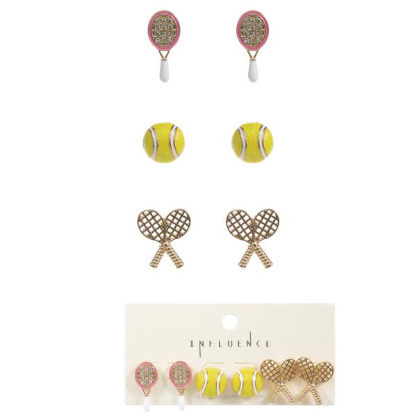 TENNIS SHAPED ENAMEL POST EARRING