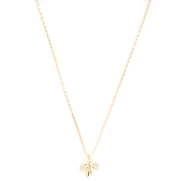 SODAJO CZ BOW GOLD DIPPED NECKLACE