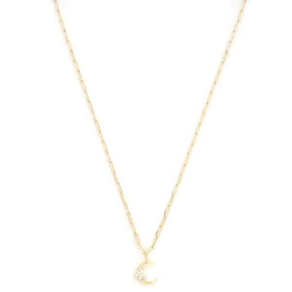 SODAJO CZ MOON OVAL LINK GOLD DIPPED NECKLACE