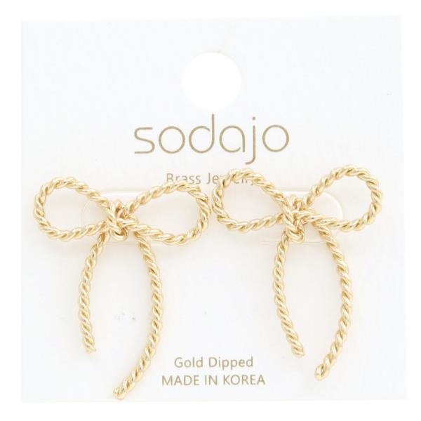 SODAJO ROPE LINK BOW GOLD DIPPED EARRING