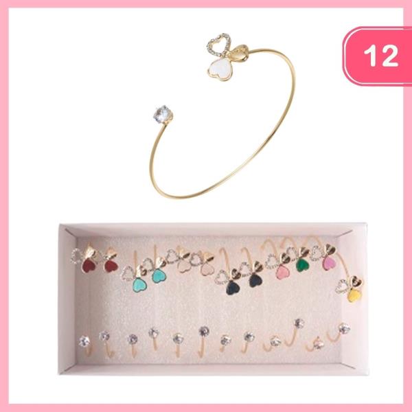 RHINESTONE HEART CUFF BRACELET (12 UNITS)