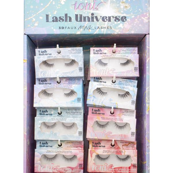 IONI LASH UNIVERSE 3D FAUX MINK LASHES W DISPLAY SET