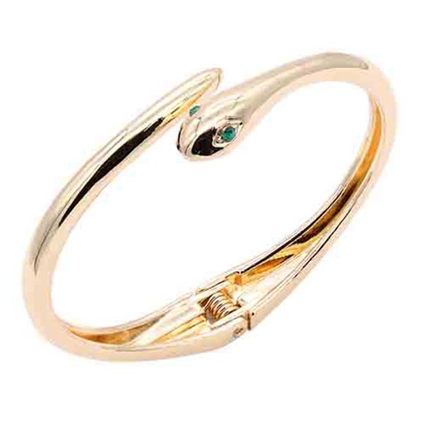 SNAKE GOLD PLATED HINGED BANGLE BRACELET