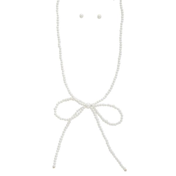 PEARL BEAD BOW NECKLACE