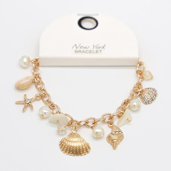 SEASHELL STARFISH CHARM OVAL LINK BRACELET