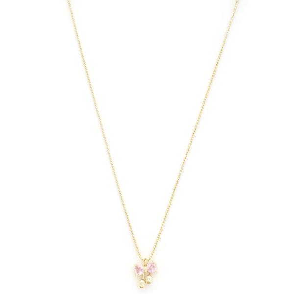 SODAJO CRYSTAL BOW GOLD DIPPED NECKLACE