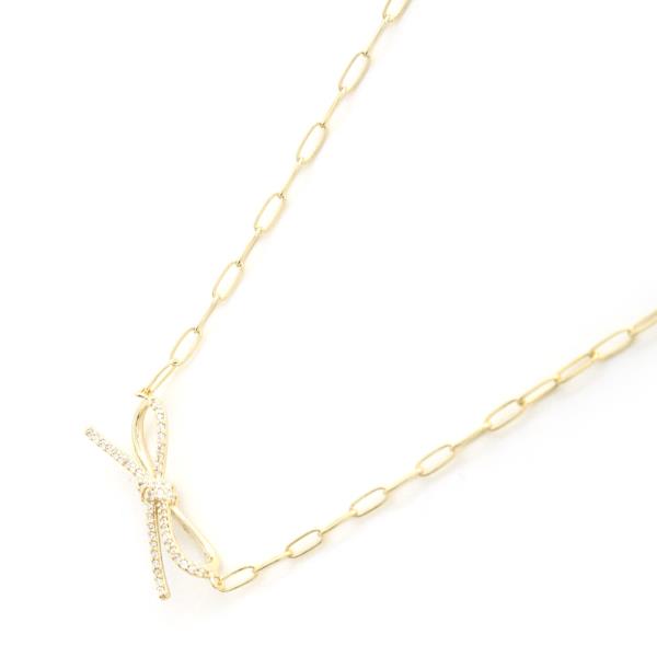 SODAJO BOW OVAL LINK GOLD DIPPED NECKLACE
