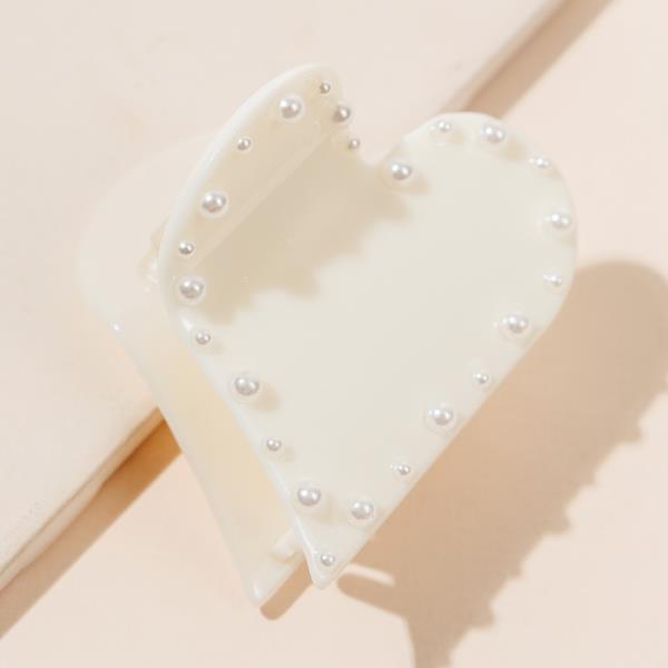 PEARL HEART HAIR JAW CLIPS