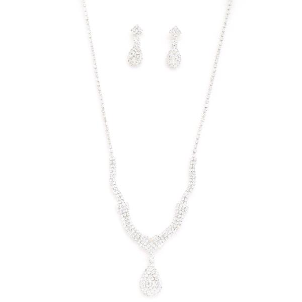 TEARDROP WAVY RHINESTONE NECKLACE