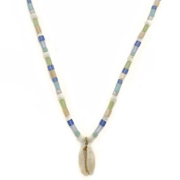BEAD SHELL PENDANT NECKLACE