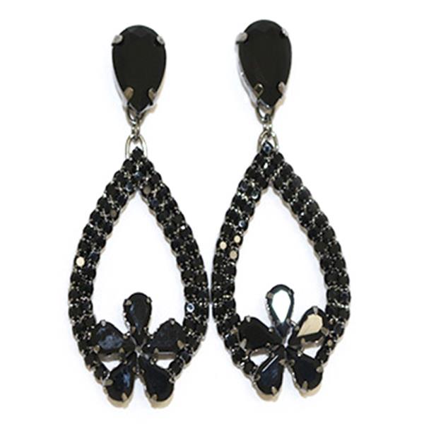 FLOWER TEARDROP RHINESTONE DANGLE EARRING
