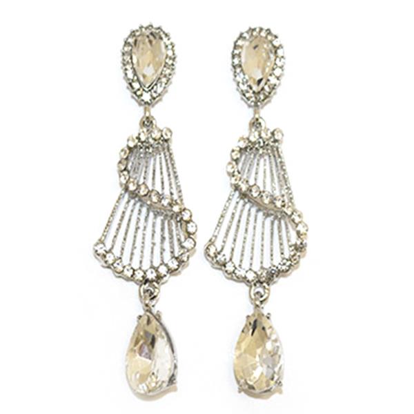 RHINESTONE SHELL STONE DANGLE EARRING
