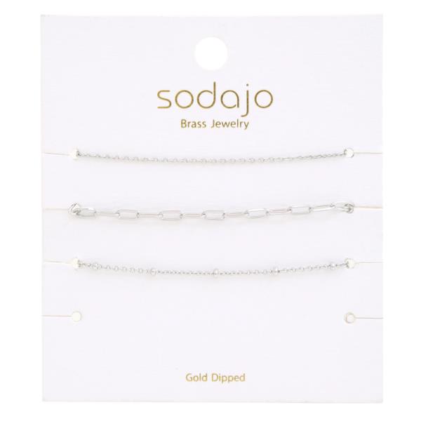 SODAJO DAINTY OVAL LINK GOLD DIPPED BRACELET SET