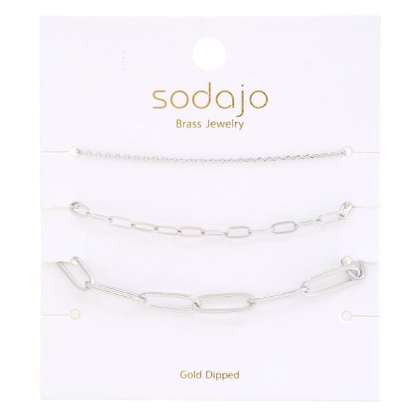 SODAJO DAINTY OVAL LINK GOLD DIPPED BRACELET SET