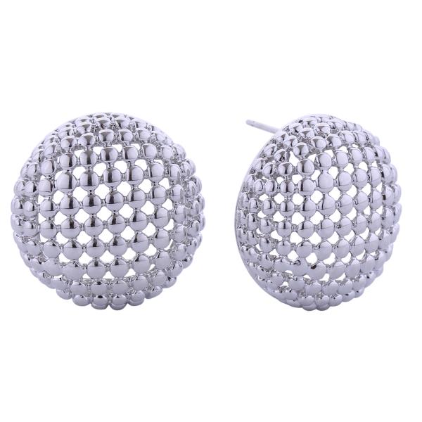 14K GOLD/WHITE GOLD DIPPED BEADED CIRCLE POST EARRINGS