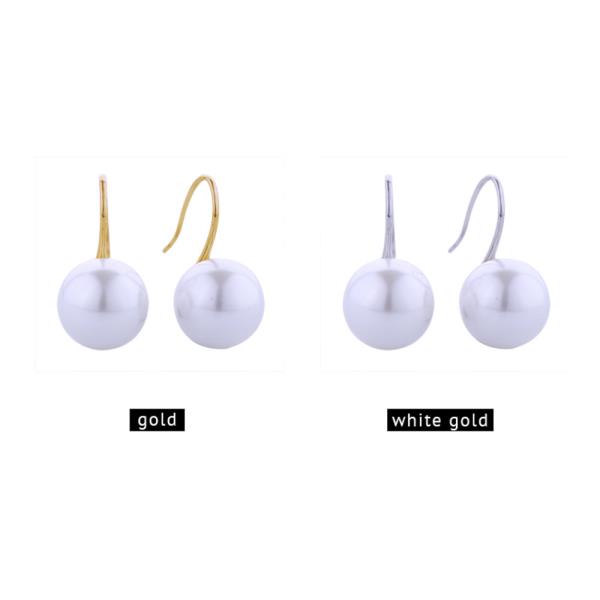 14K GOLD/WHITE GOLD DIPPED EVERYDAY DANGLE PEARL POST EARRINGS