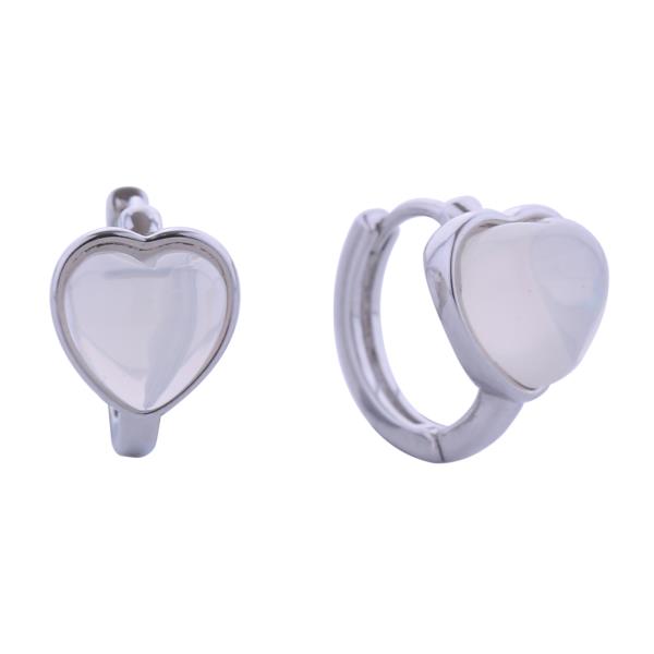 14K GOLD/WHITE GOLD DIPPED DREAMY HEART HUGGIE EARRINGS