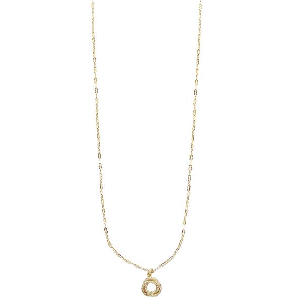 METAL PEARL ROUND PENDANT NECKLACE