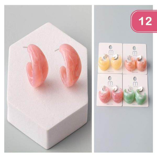 MARBLE RESIN WIDE CUFF EARRING (12 UNITS)