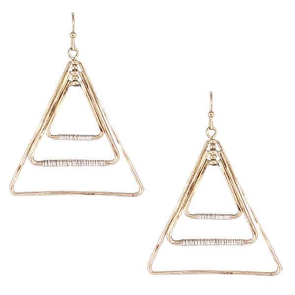 WIRE WRAPPED 3 TRIANGLE DANGLE EARRING