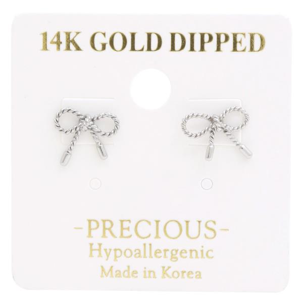 14K GOLD DIPPED BOW HYPOALLERGENIC EARRING