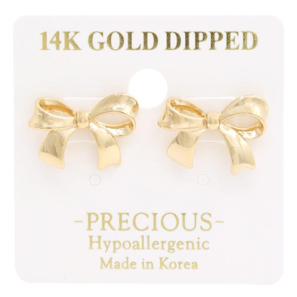 14K GOLD DIPPED BOW HYPOALLERGENIC EARRING