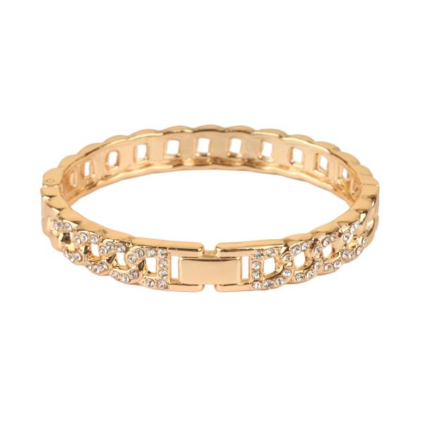 RHINESTONE METAL LINK BANGLE HINGE BRACELET