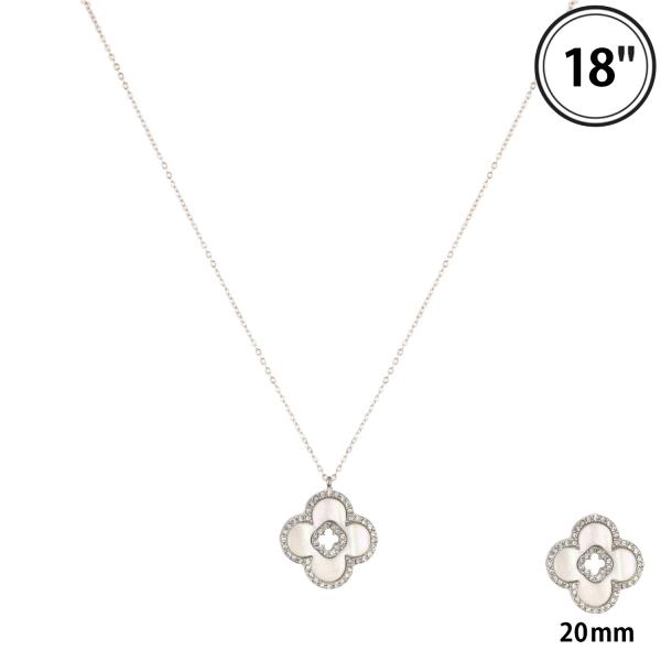 RHINESTONE CLOVER PENDANT NECKLACE