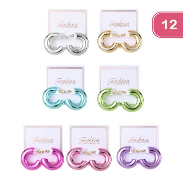 PUFFY COLOR HOOP EARRING (12 UNITS)