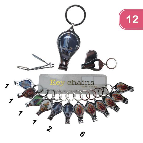 RELIGIOUS NAIL CLIPPER BOTTLE OPENER KEYCHAIN (12 UNITS)