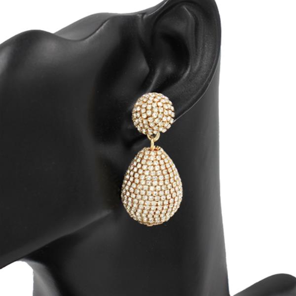 ROUND DOME RHINESTONE DANGLE EARRING