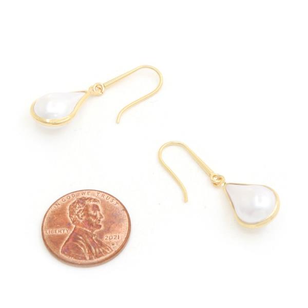 14K GOLD DIPPED TEARDROP PRECIOUS PEARL DANGLE EARRING