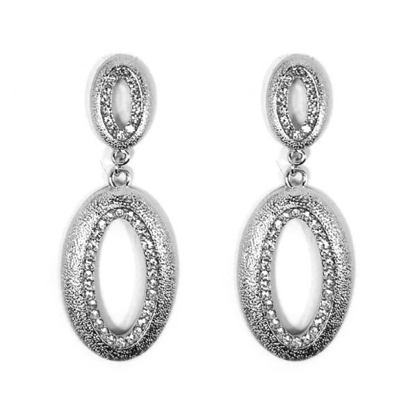 DOUBLE OVAL RHINESTONE DANGLE EARRING