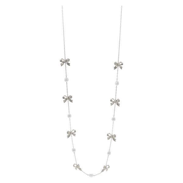 BOW SHAPED WITH PEARL LONG NECKLACE