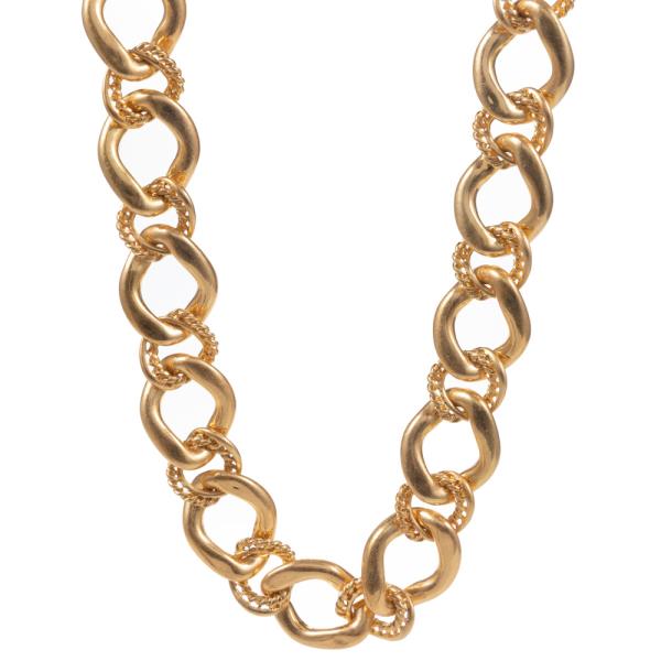 CHUNKY LINK METAL MIXED CHAIN SHORT NECKLACE