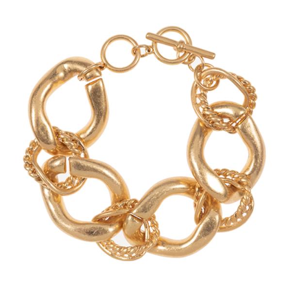 CHUNKY LINK METAL MIXED CHAIN CLASP BRACELET