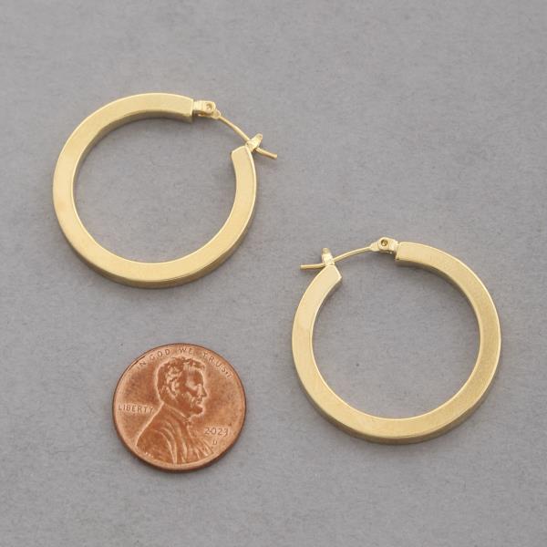 14K GOLD DIPPED SQUARE EDGE HOOP EARRING