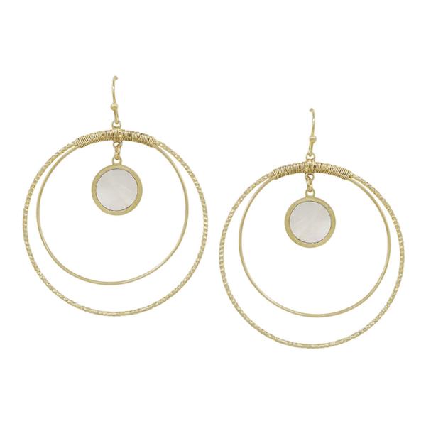 MOP ACCENT DOUBLE ROUND WIRED EARRING