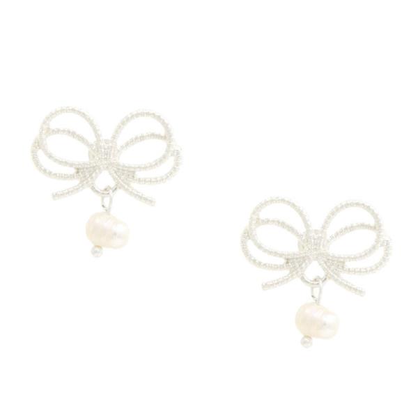 DOUBLE BOW PEARL BEAD EARRING