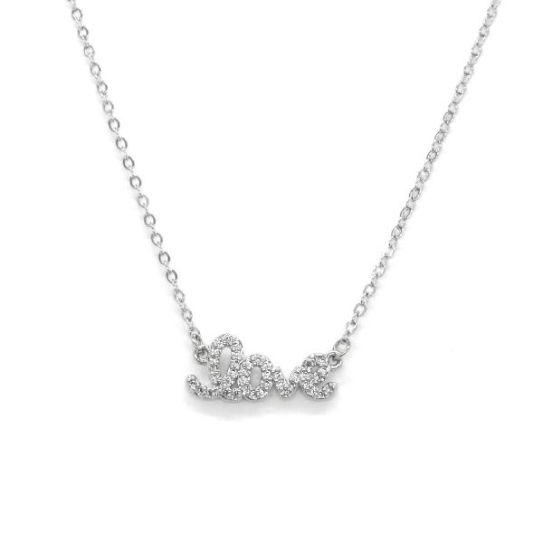 RHINESTONE LOVE PENDANT DAINTY NECKLACE