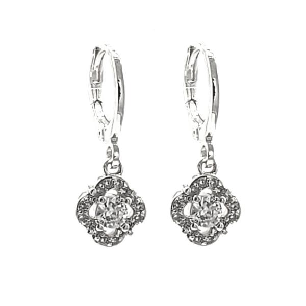 CZ CLOVER FLOWER HUGGIE EARRING