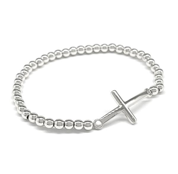 CROSS METAL BALL STRETCH BRACELET