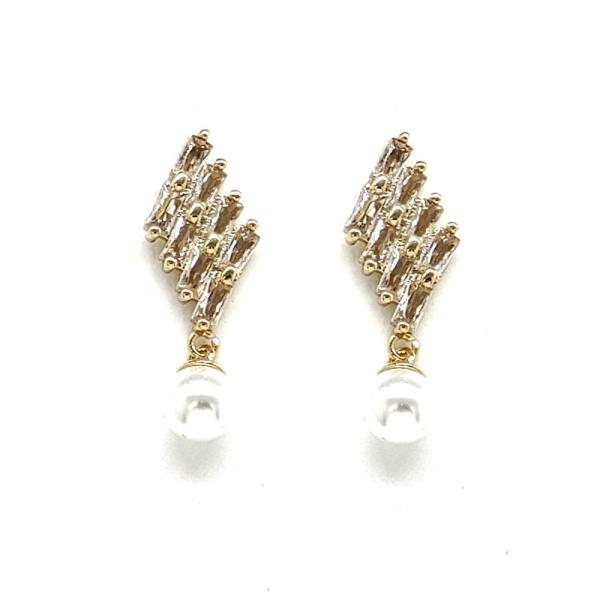 PEARL CZ STONE DAINTY EARRING